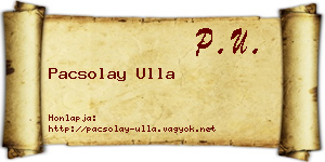 Pacsolay Ulla névjegykártya